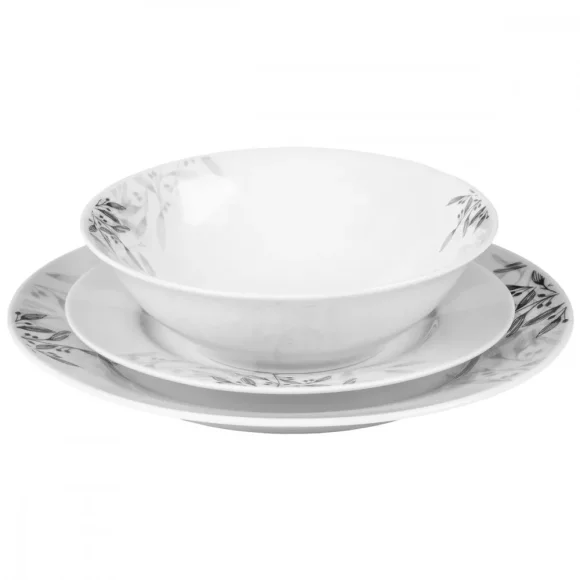 PRIMA DECO Komplet obiadowy 36 el dla 12 os NATURA / okrągły / porcelana