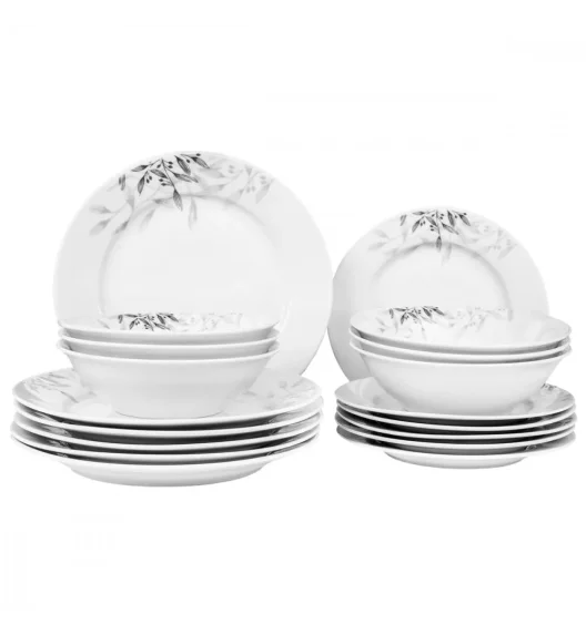 PRIMA DECO Komplet obiadowy 36 el dla 12 os NATURA / okrągły / porcelana