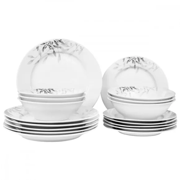 PRIMA DECO Komplet obiadowy 36 el dla 12 os NATURA / okrągły / porcelana