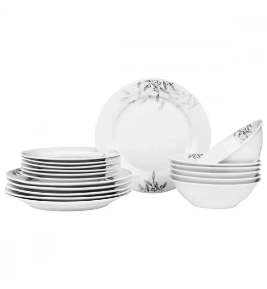 PRIMA DECO Komplet obiadowy 36 el dla 12 os NATURA / okrągły / porcelana