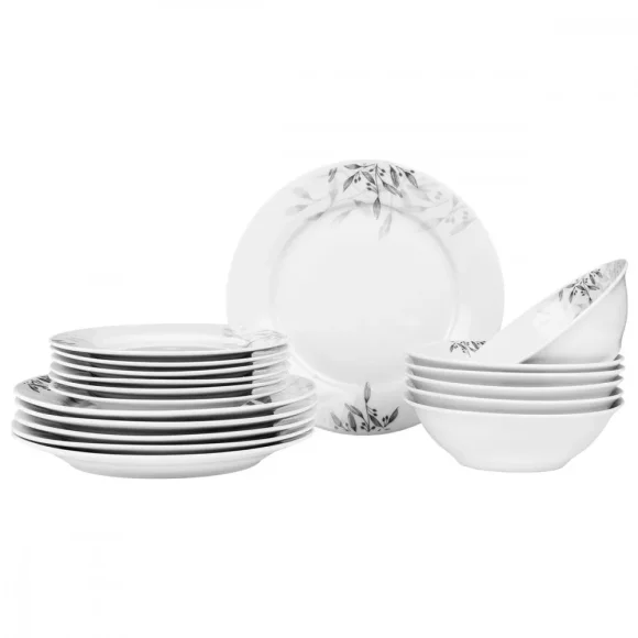 PRIMA DECO Komplet obiadowy 36 el dla 12 os NATURA / okrągły / porcelana