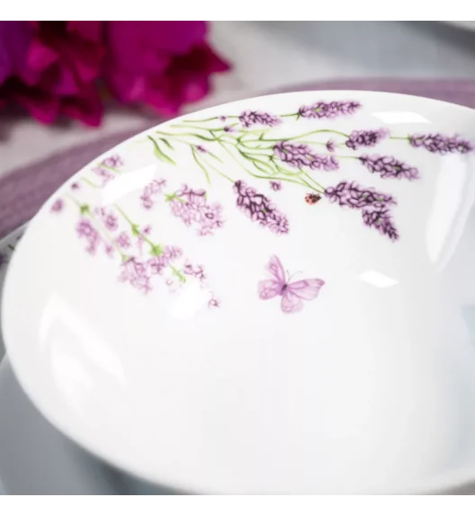 PRIMA DECO Komplet obiadowy 36 el dla 12 os LAWENDA / okrągły / porcelana