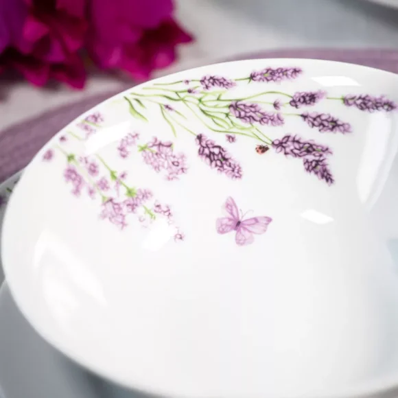 PRIMA DECO Komplet obiadowy 36 el dla 12 os LAWENDA / okrągły / porcelana