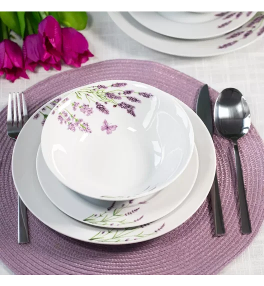 PRIMA DECO Komplet obiadowy 36 el dla 12 os LAWENDA / okrągły / porcelana