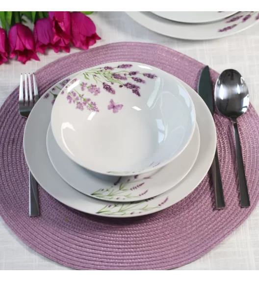 PRIMA DECO Komplet obiadowy 36 el dla 12 os LAWENDA / okrągły / porcelana