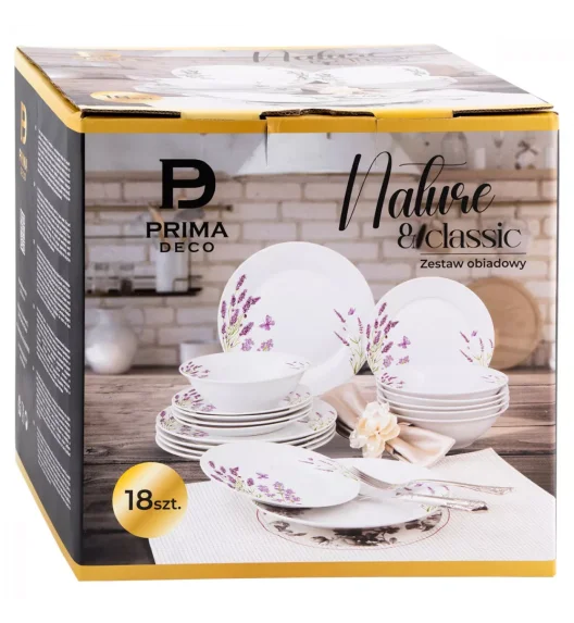 PRIMA DECO Komplet obiadowy 36 el dla 12 os LAWENDA / okrągły / porcelana