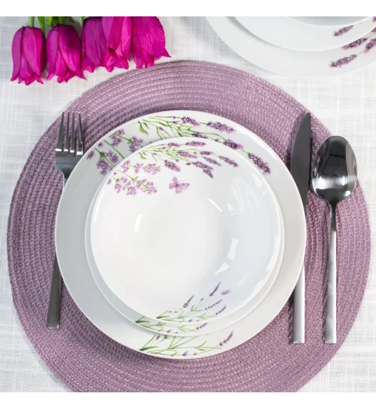 PRIMA DECO Komplet obiadowy 36 el dla 12 os LAWENDA / okrągły / porcelana