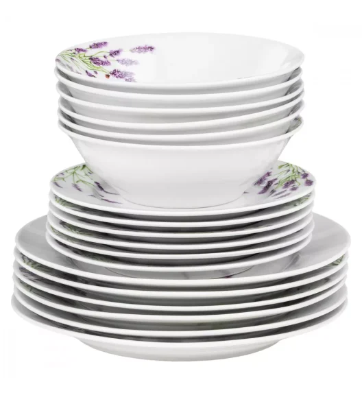 PRIMA DECO Komplet obiadowy 36 el dla 12 os LAWENDA / okrągły / porcelana