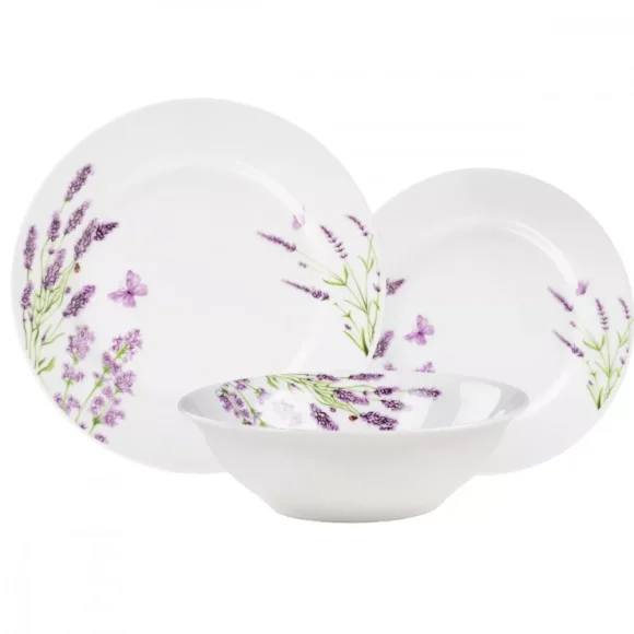 PRIMA DECO Komplet obiadowy 36 el dla 12 os LAWENDA / okrągły / porcelana