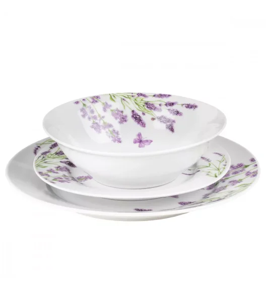 PRIMA DECO Komplet obiadowy 36 el dla 12 os LAWENDA / okrągły / porcelana