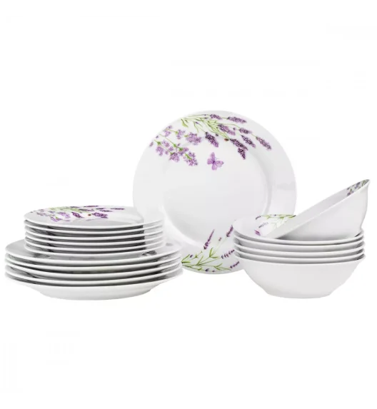 PRIMA DECO Komplet obiadowy 36 el dla 12 os LAWENDA / okrągły / porcelana
