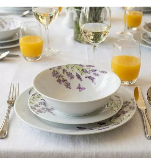 PRIMA DECO Komplet obiadowy 36 el dla 12 os LAWENDA / okrągły / porcelana