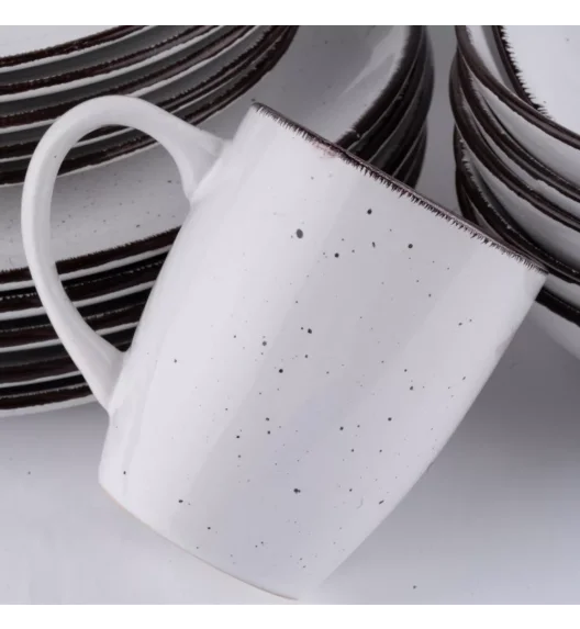 PRIMA DECO Komplet obiadowy 48 el dla 12 os biały / kamionka