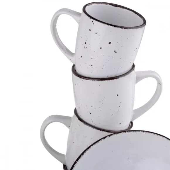 PRIMA DECO Komplet obiadowy 48 el dla 12 os biały / kamionka