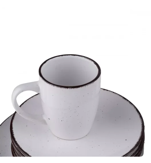 PRIMA DECO Komplet obiadowy 48 el dla 12 os biały / kamionka