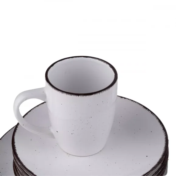PRIMA DECO Komplet obiadowy 48 el dla 12 os biały / kamionka