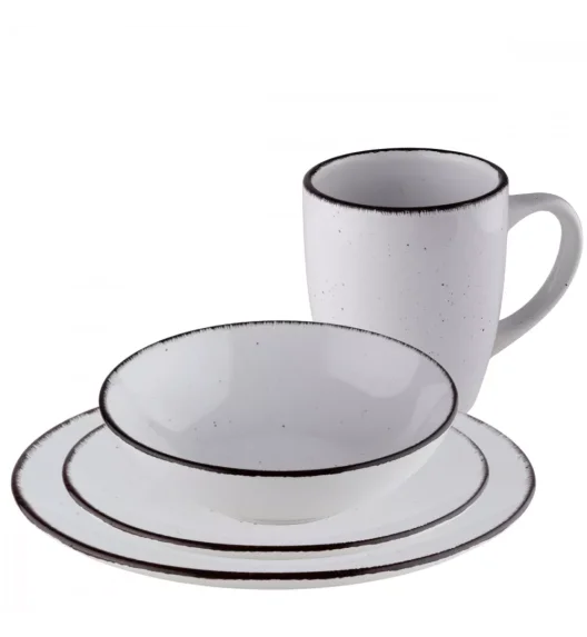 PRIMA DECO Komplet obiadowy 48 el dla 12 os biały / kamionka