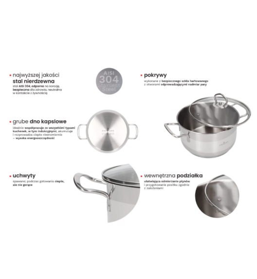 ZWIEGER ROCCA Garnek 18 cm 2,5 l | stal nierdzewna AISI 304 | | indukcja