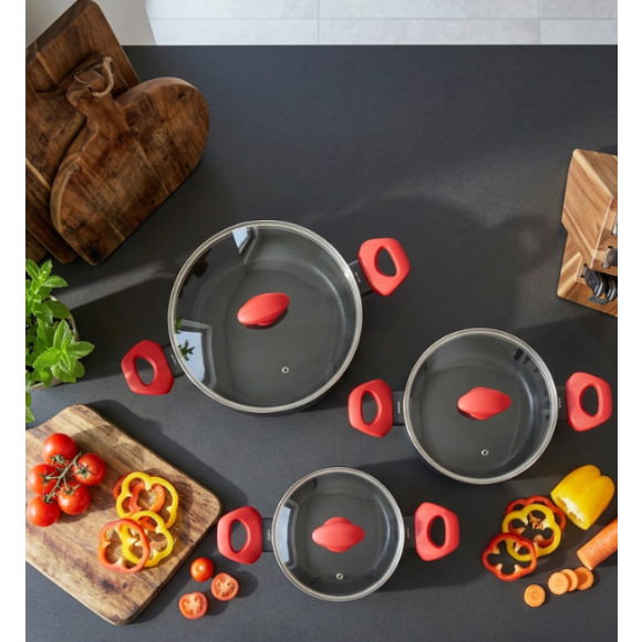 ZWIEGER CARMINA Komplet 3 garnków z pokrywkami 16, 18, 24 cm | indukcja | aluminium 