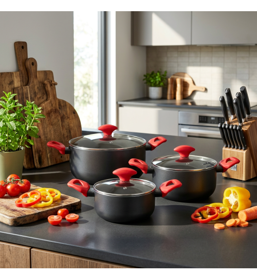 ZWIEGER CARMINA Komplet 3 garnków z pokrywkami 16, 18, 24 cm | indukcja | aluminium 