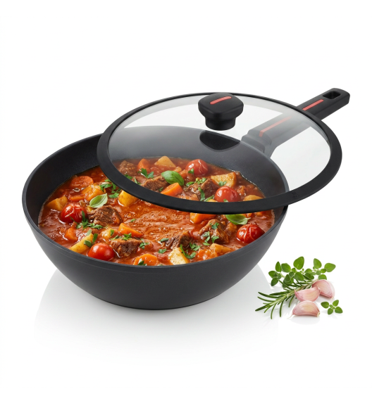 ZWIEGER RED LINE Patelnia głęboka z pokrywką 28 cm / powłoka nieprzywierająca TitanEX