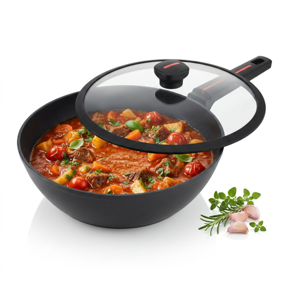 ZWIEGER RED LINE Patelnia głęboka z pokrywką 28 cm / powłoka nieprzywierająca TitanEX