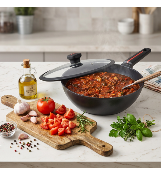 ZWIEGER RED LINE Patelnia głęboka z pokrywką 28 cm / powłoka nieprzywierająca TitanEX