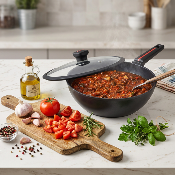 ZWIEGER RED LINE Patelnia głęboka z pokrywką 28 cm / powłoka nieprzywierająca TitanEX