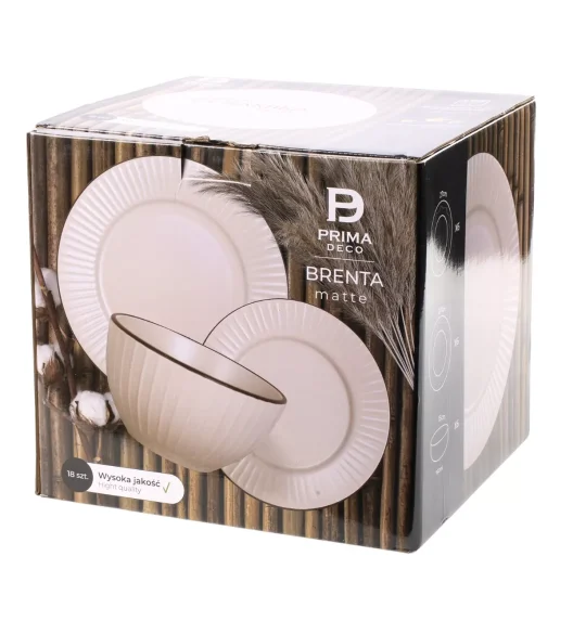 PRIMA DECO BRENTA Komplet obiadowy 18 el dla 6 os / kamionka / kaszmirowy mat