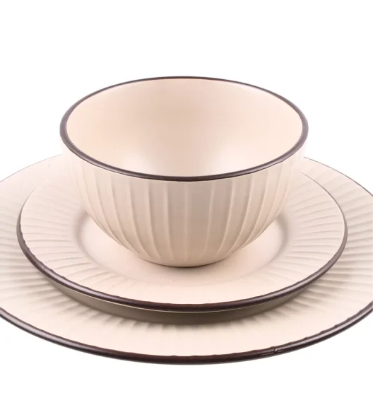 PRIMA DECO BRENTA Komplet obiadowy 18 el dla 6 os / kamionka / kaszmirowy mat