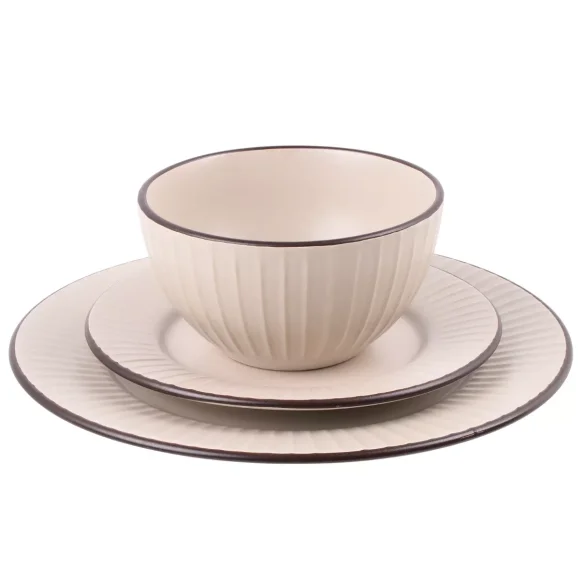 PRIMA DECO BRENTA Komplet obiadowy 18 el dla 6 os / kamionka / kaszmirowy mat