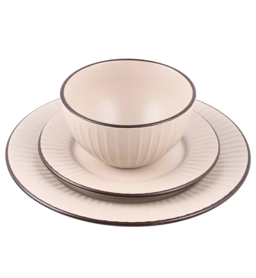 PRIMA DECO BRENTA Komplet obiadowy 18 el dla 6 os / kamionka / kaszmirowy mat