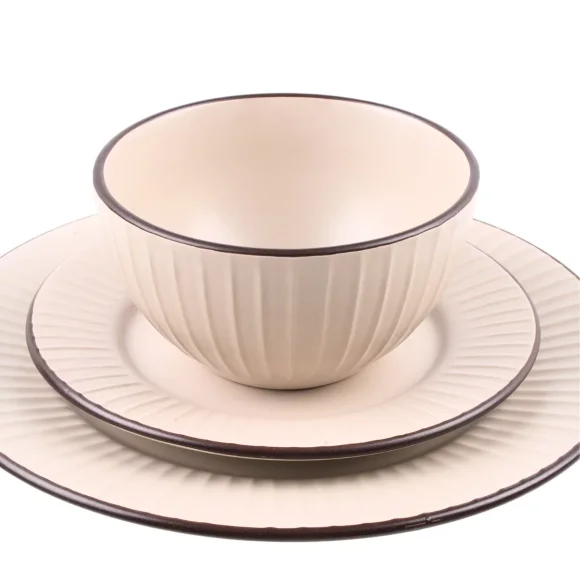 PRIMA DECO BRENTA Komplet obiadowy 36 el dla 12 os / kamionka / kaszmirowy mat