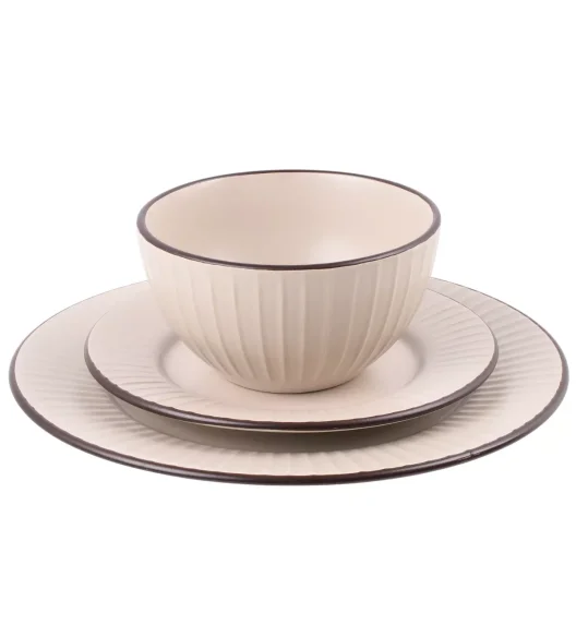 PRIMA DECO BRENTA Komplet obiadowy 36 el dla 12 os / kamionka / kaszmirowy mat