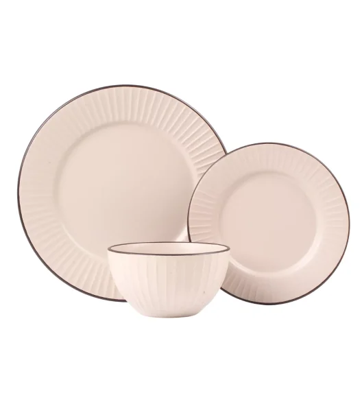 PRIMA DECO BRENTA Komplet obiadowy 36 el dla 12 os / kamionka / kaszmirowy mat
