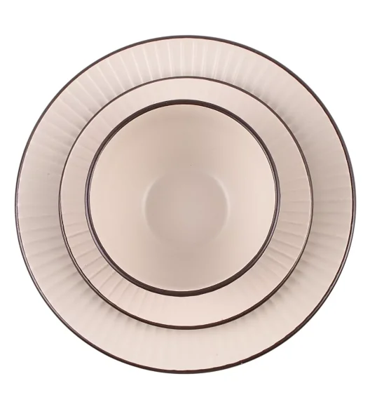 PRIMA DECO BRENTA Komplet obiadowy 36 el dla 12 os / kamionka / kaszmirowy mat