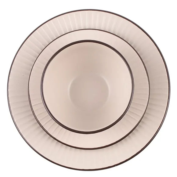 PRIMA DECO BRENTA Komplet obiadowy 36 el dla 12 os / kamionka / kaszmirowy mat