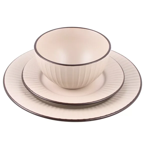 PRIMA DECO BRENTA Komplet obiadowy 36 el dla 12 os / kamionka / kaszmirowy mat