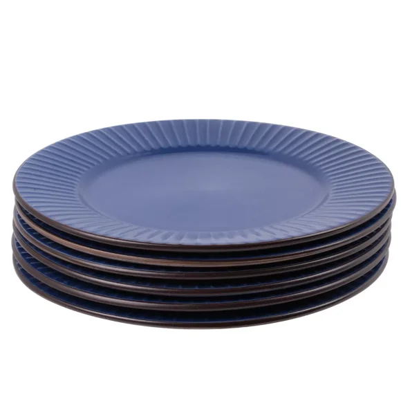 PRIMA DECO BRENTA Komplet obiadowy 36 el dla 12 os / kamionka / granatowy mat