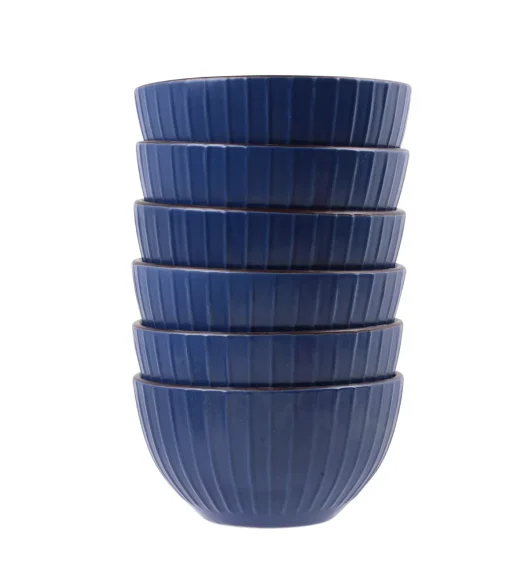 PRIMA DECO BRENTA Komplet obiadowy 36 el dla 12 os / kamionka / granatowy mat