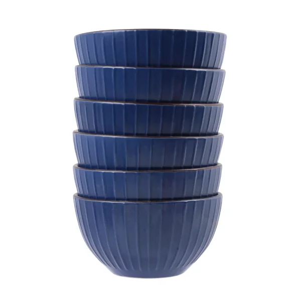 PRIMA DECO BRENTA Komplet obiadowy 36 el dla 12 os / kamionka / granatowy mat