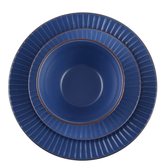 PRIMA DECO BRENTA Komplet obiadowy 36 el dla 12 os / kamionka / granatowy mat