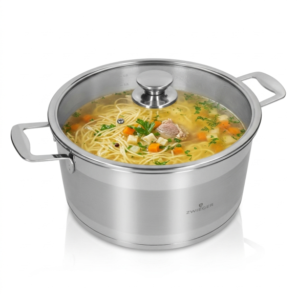 ZWIEGER CALDO Komplet garnki z pokrywkami 8 el (R16, 20, 24,28) + Brytfanna VERON