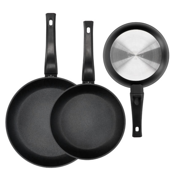 ZWIEGER CALDO Komplet patelnia 20, 24, 28 cm + pokrywki 3w1