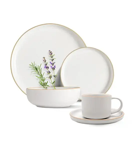 MG HOME | ZESTAW OBIADOWO KAWOWY Z KAMIONKI ARTENA WHITE 20 EL / 4 OS