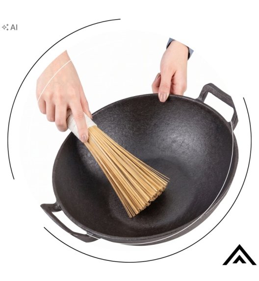 HAGE Szczotka do czyszczenia żeliwa 30 cm / drewno bambusowe
