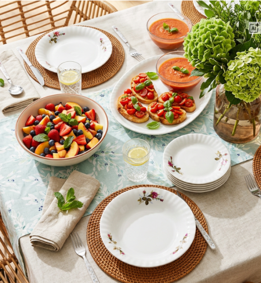 CHODZIEŻ IWONA B026 Serwis obiadowy 18 el 6 osób / porcelana / Chodzieska róża