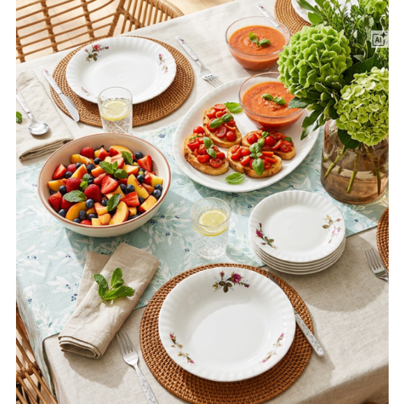 CHODZIEŻ IWONA B026 Serwis obiadowy 18 el 6 osób / porcelana / Chodzieska róża