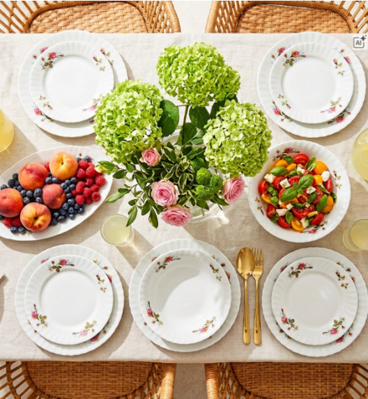CHODZIEŻ IWONA B026 Serwis obiadowy 36 el 12 osób / porcelana / Chodzieska róża