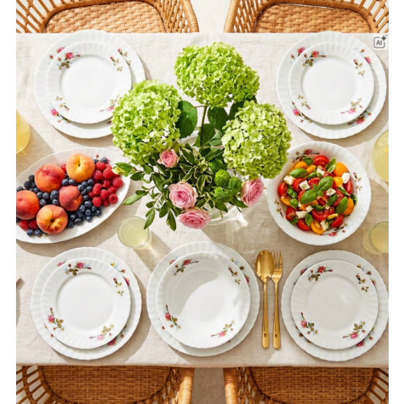 CHODZIEŻ IWONA B026 Serwis obiadowy 36 el 12 osób / porcelana / Chodzieska róża